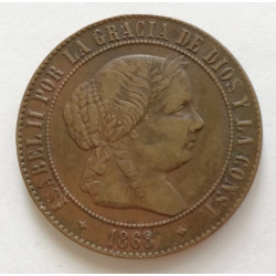 5 CENTIMOS DE ESCUDO 1868 JUBIA cobre
