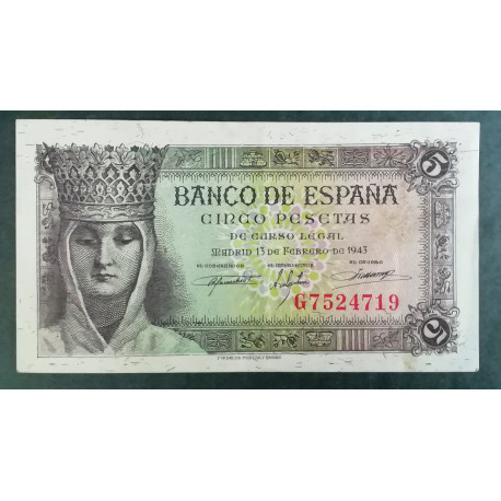 BILLETE DE 5 PESETA DE 1943