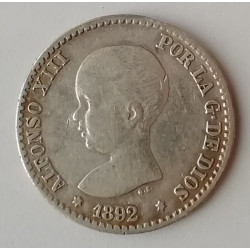 5 PESETAS ALFONSO XIII 1892 PGM