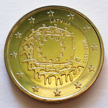2 € LETONIA BANDERA 2015