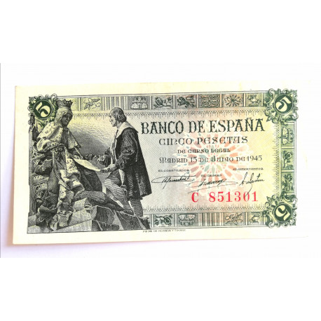 5 PESETAS 15 JUNIO 1945