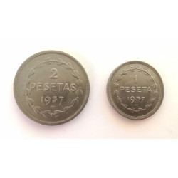 1 y 2 pesetas de Euskadi 1937
