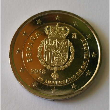 Moneda de 2 euros - 50º Aniversario del Rey Felipe VI 2018