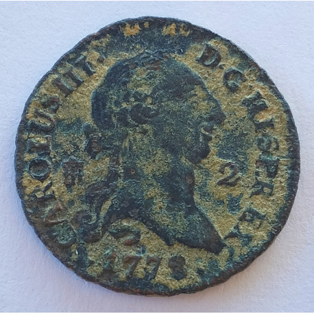 Moneda de cobre de 2 maravedís Segovia 1778 Carlos III 