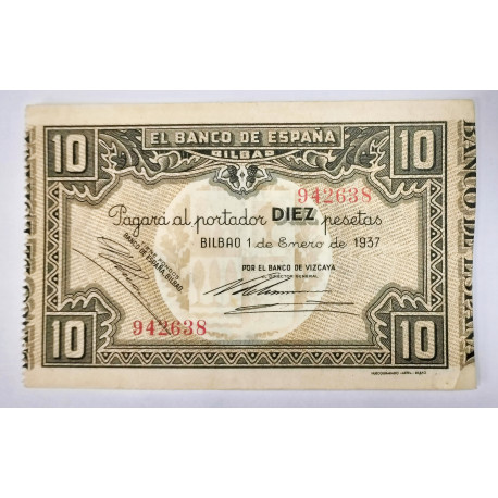 billete de 10 pesetas de 1937