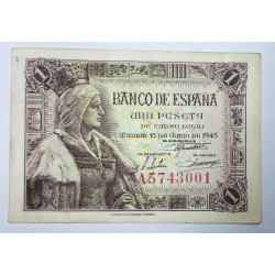 BILLETE DE 1 PESETA DE 1945