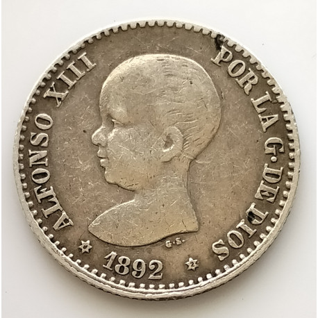5 PESETAS ALFONSO XIII 1892 PGM