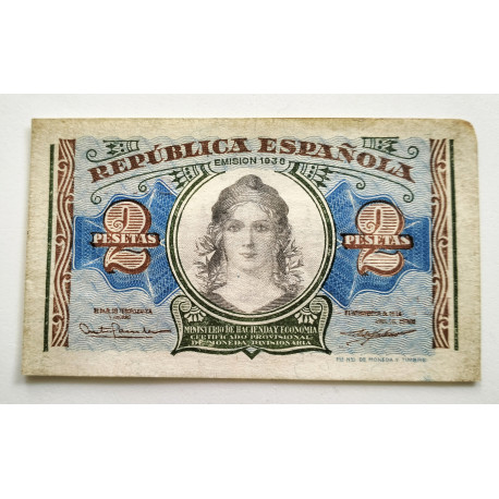 2 PESETAS DE LA REPUBLICA 1938