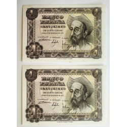 Pareja de billetes de 1 pts 1951