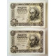 Pareja de billetes de 1 pts 1951