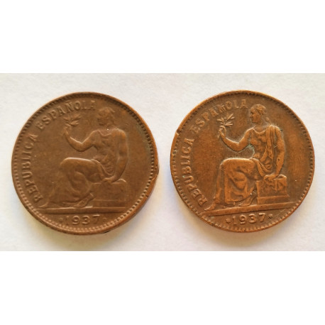 2 monedas de 50 céntimos 1937 República