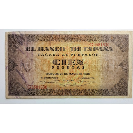 100 PESETAS 20 MAYO 1938