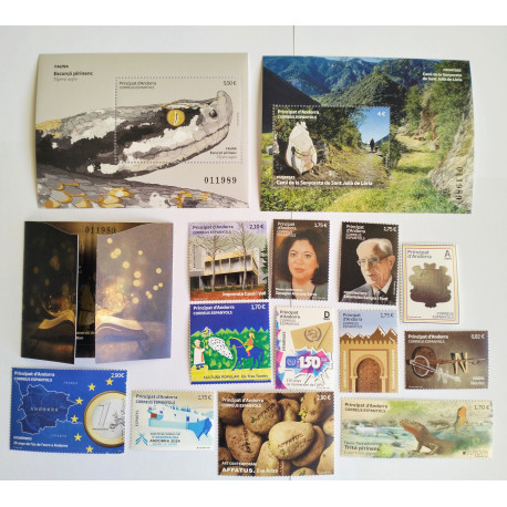Año completo de sellos de Andorra española 2024