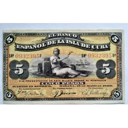 5 PESOS ISLA DE CUBA 1896