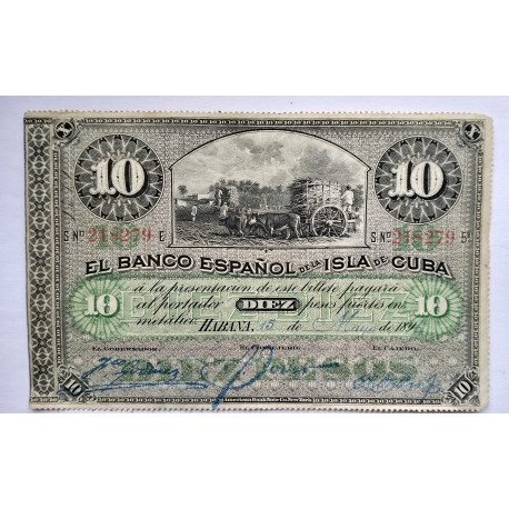 10 pesos isla de Cuba 1896