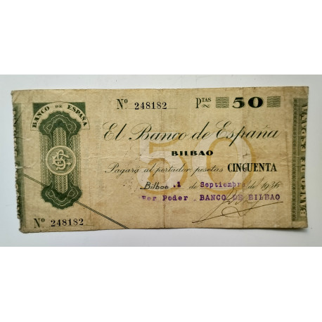 50 PTS Banco España Bilbao 1936