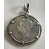 Moneda de plata de Amadeo engarzada en plata 1871*74