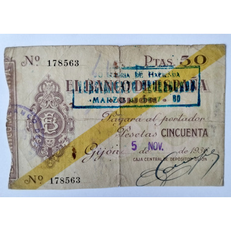 50 pesetas Gijón 1936