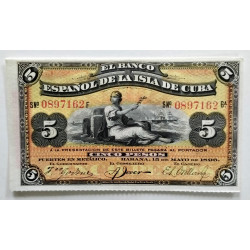 5 PESOS ISLA DE CUBA 1896