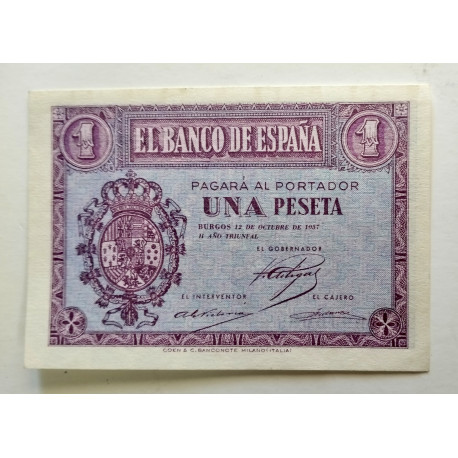 BILLETE DE 1 PESETA DE 1937