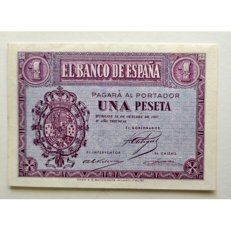 BILLETE DE 1 PESETA DE 1937
