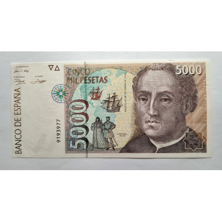 5.000 pesetas 1992 Colon Sin circular,Sin serie