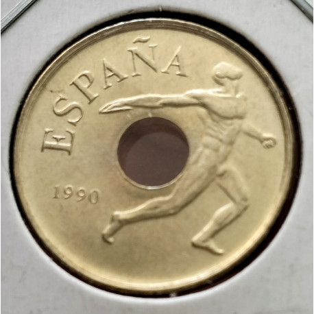 25 pesetas Disco 1990 y emblema olímpico 