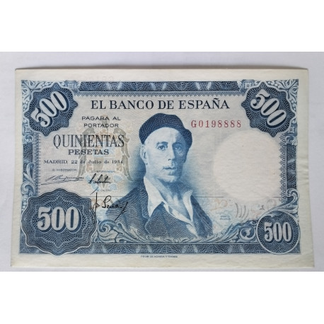 500 PESETAS 29 JULIO 1954 Zuloaga