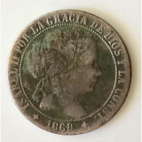 1 céntimo de Isabel II 1868 Jubia