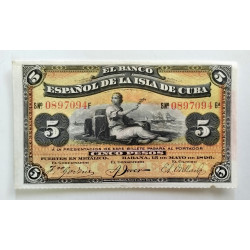 5 PESOS ISLA DE CUBA 1896
