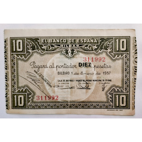 billete de 10 pesetas de 1937