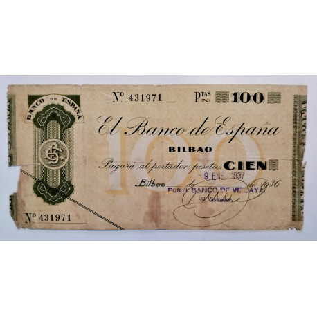 Billete del Banco Bilbao Vizcaya 1937