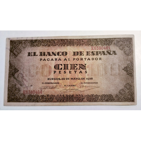 billete de 100 pesetas de 1938