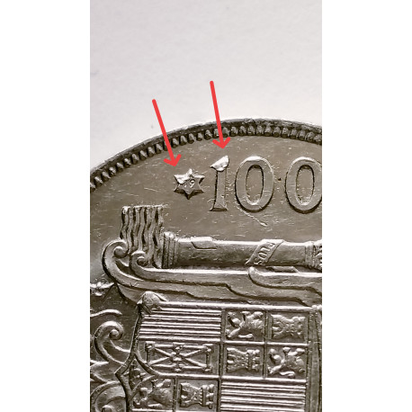 100 pesetas error Exceso de metal 1975*76