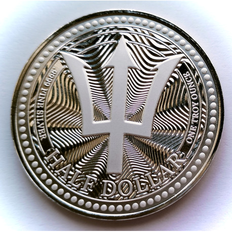 1 onza de plata Tridente Barbados