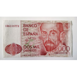 Billete de 2.000 pesetas de 1980
