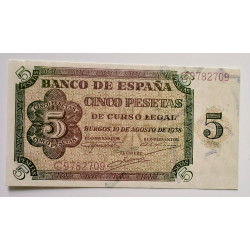 5 pesetas del 10 de agosto 1938