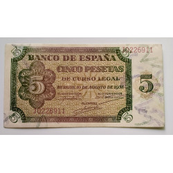 5 pesetas del 10 de agosto 1938