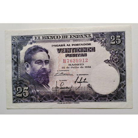 25 pesetas 22 julio 1954