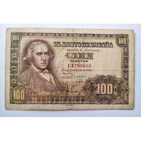 100 PESETAS 2 MAYO 1948 Bayeu