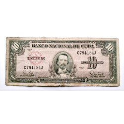 10 pesos Cuba año 1960
