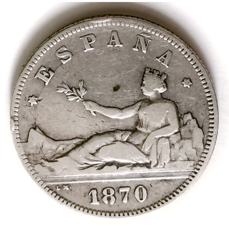 2 pesetas de plata de 1870*73