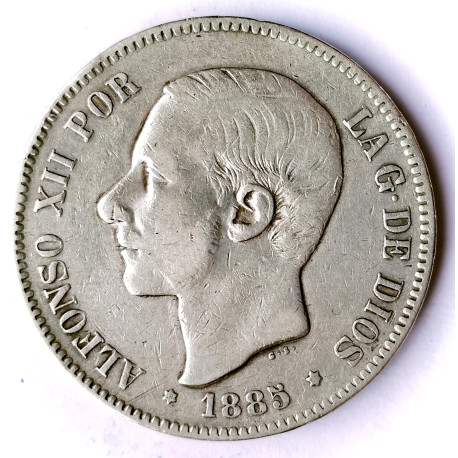 5 pesetas de Alfonso XII 1885*87