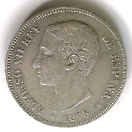 5 pesetas de Alfonso XII 1875*75