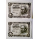 Pareja de billetes de 1 pts 1951