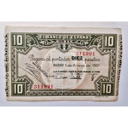 Billete de 10 pesetas de 1937