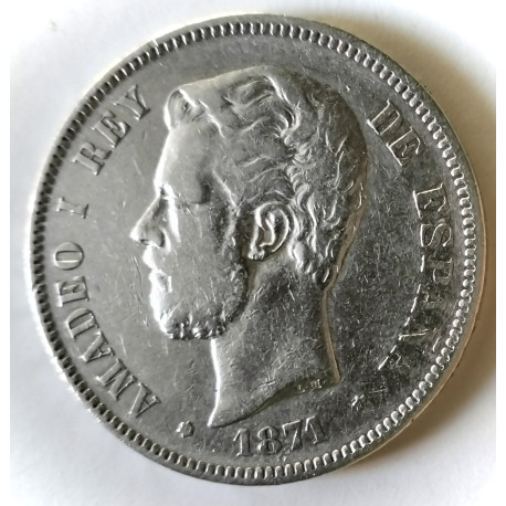 5 pesetas de plata de Amadeo 1871*71