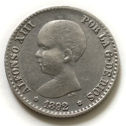 5 PESETAS ALFONSO XIII 1892 PGM