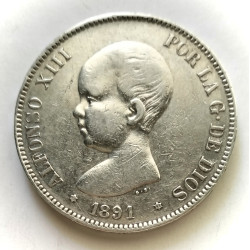 5 pts Alfonso XIII 1891*91