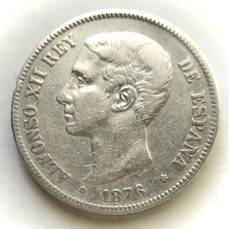 5 pesetas de Alfonso XII 1876*76 DE M